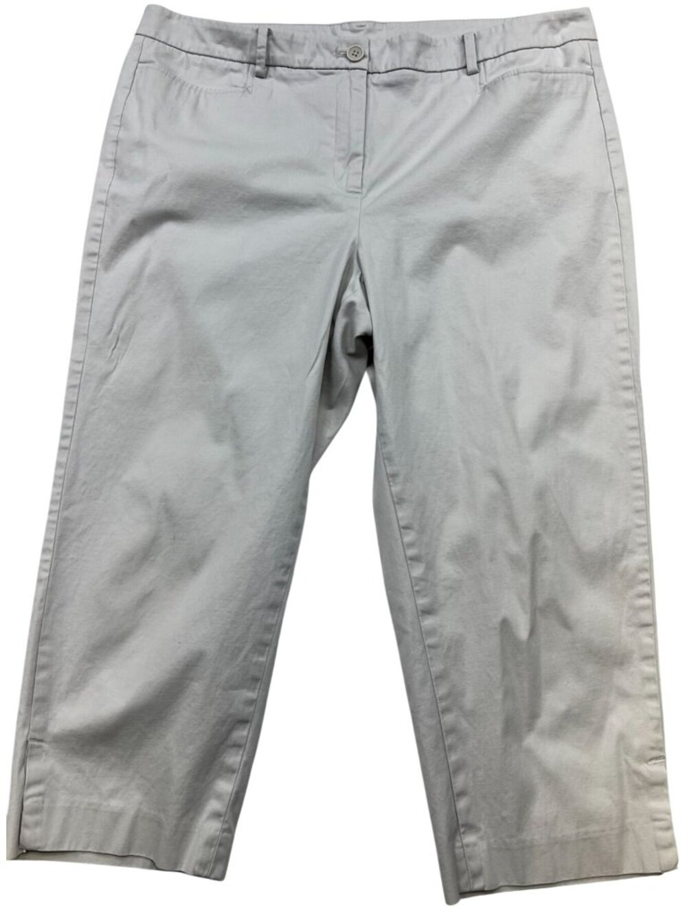 Talbots Women's Perfect Skimmer Cropped Chino Pants Flat Front Size 16 Beige